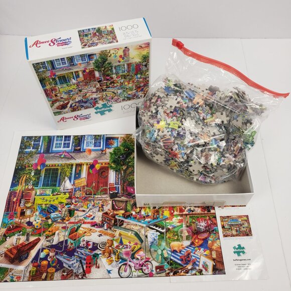 Buffalo Aimee Stewart 1000pc Yard Sale 26x19 Puzzle Game Pre-Assembled - Picture 4 of 13